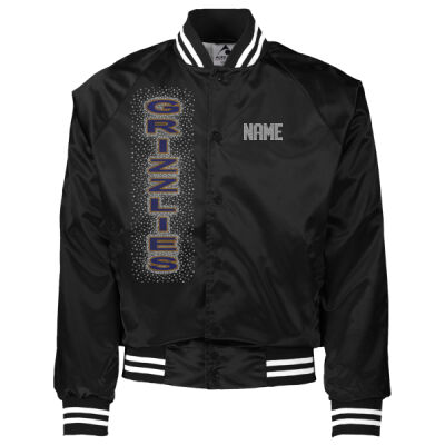Satin Baseball Jacket/Striped Trim Thumbnail